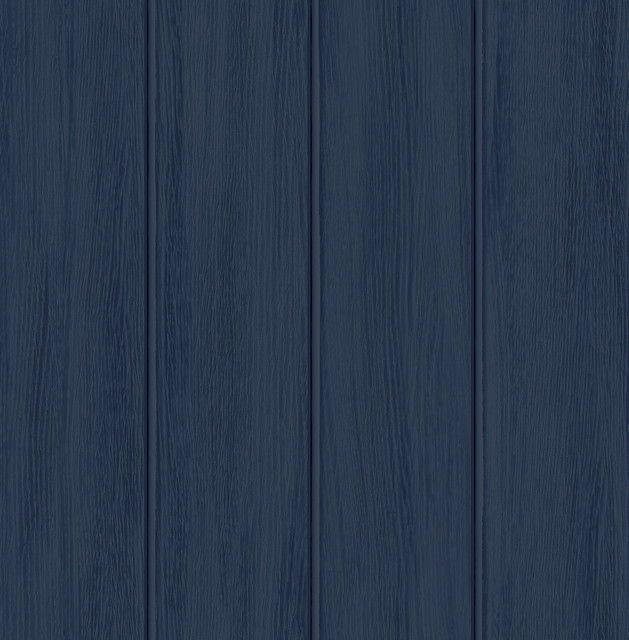 Wood Panel Naval Blue by Seabrook Wallpaper NextWall Peel & Stick United States 30.75 0" 20.5" - Fabric Carolina -