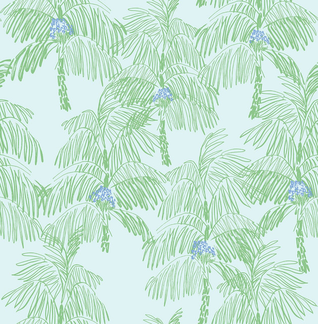 Palm Beach Baby Blue & Seafoam by Seabrook Wallpaper NextWall Peel & Stick United States 30.75 20.87" 20.5" - Fabric Carolina -