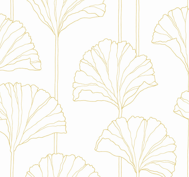 Gingko Leaf Metallic Gold by Seabrook Wallpaper NextWall Peel & Stick United States 40.5 25.2" 27" - Fabric Carolina -