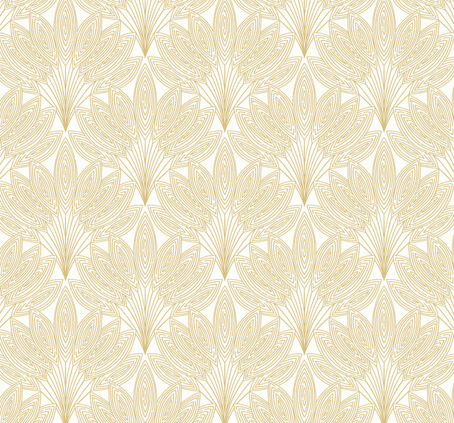 Peacock Leaves Metallic Gold by Seabrook Wallpaper NextWall Peel & Stick United States 40.5 8.4" 27" - Fabric Carolina -