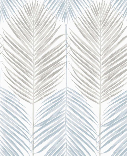 Two Toned Palm Blue Mist & Daydream Grey by Seabrook Wallpaper NextWall Peel & Stick United States 30.75 25.2" 20.5" - Fabric Carolina -