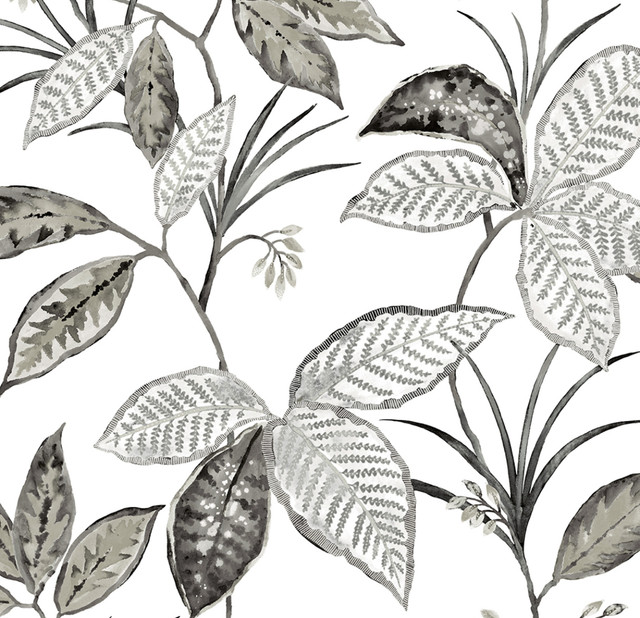 Boho Leaf Trail Greystone by Seabrook Wallpaper NextWall Peel & Stick United States 30.75 19.13" 20.5" - Fabric Carolina -