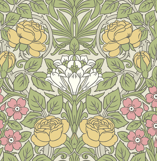 Vintage Rose Honey Bee & Posy Pink by Seabrook Wallpaper NextWall Peel & Stick United States 30.75 21.01" 20.5" - Fabric Carolina -