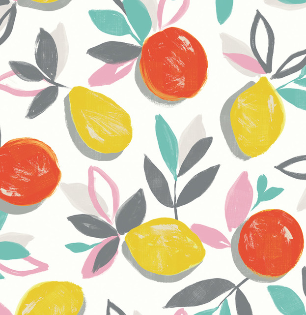 Fruit Toss Tropic Sunset by Seabrook Wallpaper NextWall Peel & Stick United States 30.75 20.87" 20.5" - Fabric Carolina -