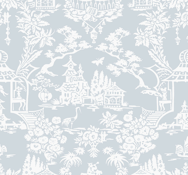 Garden Chinoiserie Blue Dusk by Seabrook Wallpaper NextWall Peel & Stick United States 40.5 25.2" 27" - Fabric Carolina -