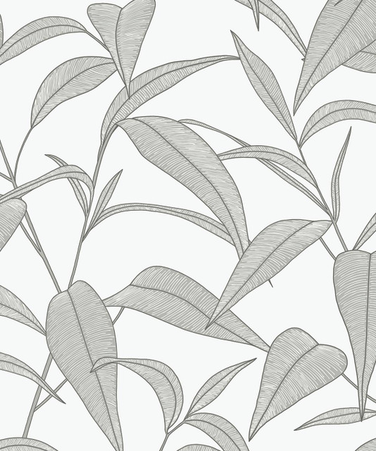 Pinstripe Leaf Trail Greystone by Seabrook Wallpaper NextWall Peel & Stick Netherlands 31.35 25.2" 20.9" - Fabric Carolina -