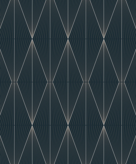 Geo Diamond Blue Denim & Pewter by Seabrook Wallpaper NextWall Peel & Stick Netherlands 31.35 12.6" 20.9" - Fabric Carolina -