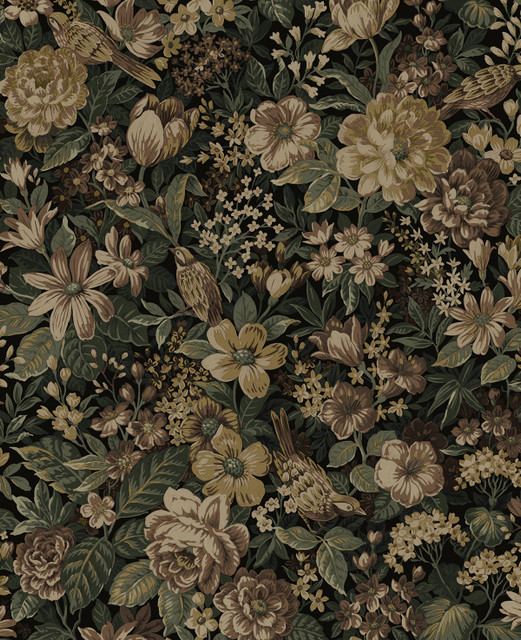 Vintage Bird Garden Spice & Green Ash by Seabrook Wallpaper NextWall Peel & Stick United States 15.38 25.2" 20.5" - Fabric Carolina -