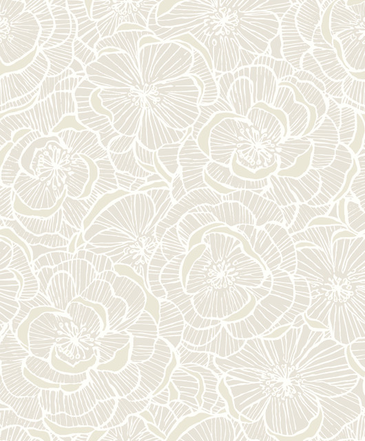 Camellia Floral Metallic Pearl by Seabrook Wallpaper NextWall Peel & Stick Netherlands 31.35 25.2" 20.9" - Fabric Carolina -
