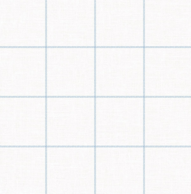 Classic Striped Check Sky Blue & Linen by Seabrook Wallpaper NextWall Peel & Stick United States 30.75 5.2" 20.5" - Fabric Carolina -