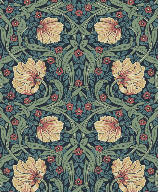 Pimpernel Garden Prepasted Bluestone & Clay by Seabrook Wallpaper Etten Prepasted Wallcoverings Netherlands 57 12.6" 20.9" - Fabric Carolina -