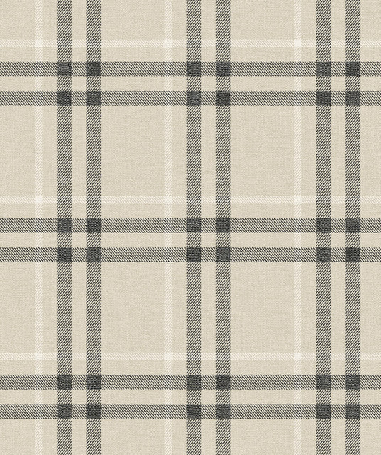 Calverlay Plaid Prepasted Linen & Ebony by Seabrook Wallpaper Etten Prepasted Wallcoverings Netherlands 57 8.4" 20.9" - Fabric Carolina -