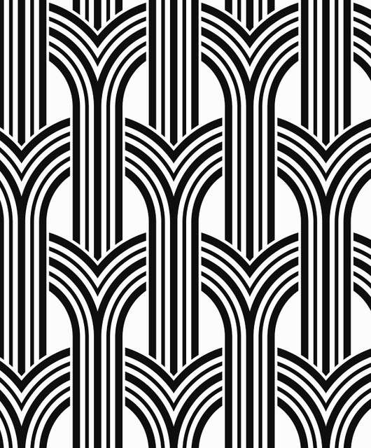 Hendrix Arches Off-White & Onyx by Seabrook Wallpaper Piano Netherlands 57.5 12.6" 20.9" - Fabric Carolina -