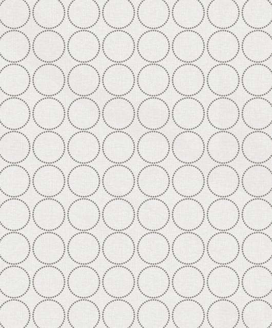 Round Geometric Linen & Metallic Silver by Seabrook Wallpaper Piano Netherlands 57.5 5" 20.9" - Fabric Carolina -