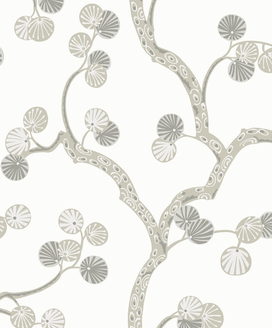 Allegra Branches Cotton & Fog by Seabrook Wallpaper Piano Netherlands 57.5 25.2" 20.9" - Fabric Carolina -