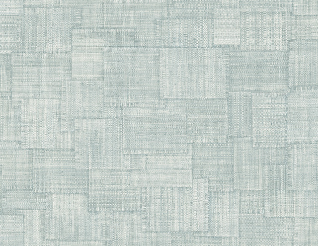 Woven Blocks Sky Blue by Seabrook Wallpaper Raffia United States 60.75 20.87" 27" - Fabric Carolina -