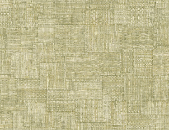 Woven Blocks Straw Green by Seabrook Wallpaper Raffia United States 60.75 20.87" 27" - Fabric Carolina -