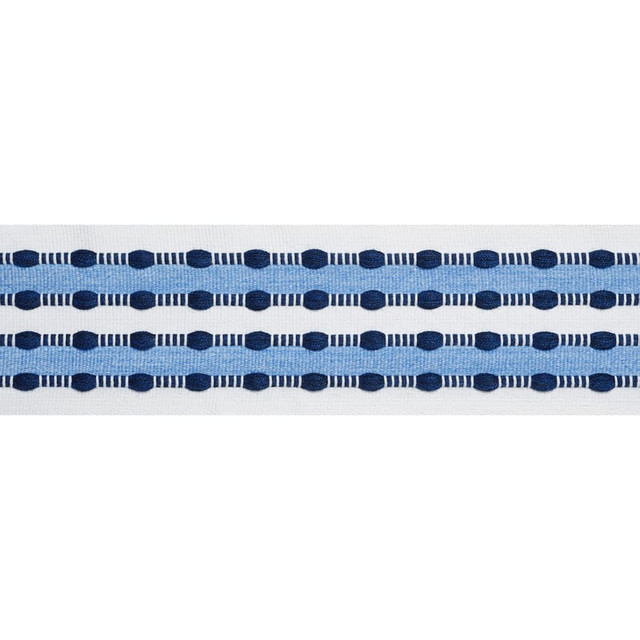 Skipper Tape Navy E12416 by Thibaut Trim Thibaut Trim Skipper Tape Navy E12416Trim TAPES & TRIMS VOL. 6 100% Recycled Solution Dyed Acrylic GERMANY </p><p>Repeat: H: , V: 0.75 2.5 - Fabric Carolina -