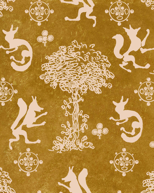 THE SILLY FOX Honey Wallpaper (WP30265) by Mind The Gap | WP30265 | TRANSYLVANIAN RHAPSODY | 1 roll x 52 x 1000 cm / 20.5 x 393.7in | 0.52m / 20.5in | 10m / 393.7in | 5.20sqm / 55.9sq ft | L50cm / L19.6in | Taupe, Ochre | Non-woven Satin | Paste the wall | 1 roll in a box | Fabric Carolina | https://www.fabriccarolina.com/