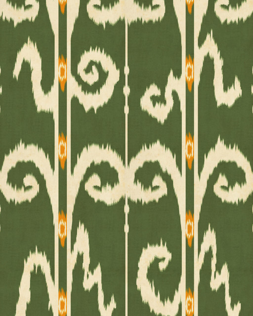 ELYSIA IKAT Fern Wallpaper (WP20907) by Mind The Gap | WP20907 | TRANSYLVANIAN RHAPSODY | 1 roll x 52 x 900 cm / 20.47 x 354.33 in | 0.52m / 20.5in | 9m / 354in | 4.68sqm / 50sq ft | L80cm / L31.4in | Taupe, Green, Orange | Non-woven Textured | Paste the wall | 1 roll in a box | Fabric Carolina | https://www.fabriccarolina.com/