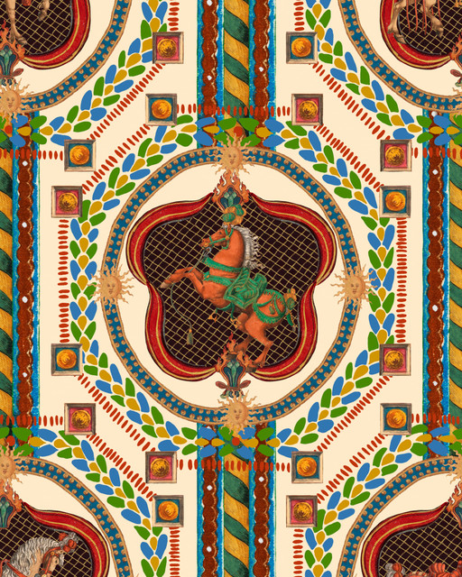 VENETIAN ORNAMENT Wallpaper (WP20769) by Mind The Gap | WP20769 | ORIENT EXPRESS | 1 roll x 52x900 cm / 20.47x354.33in | 0.52m / 20.5in | 9m / 354in | 4.68sqm / 50sq ft | 70cm / 27.5in | Blue, Green, Red, Cream | Non-woven Textured | Paste the wall | 1-roll in a box | Fabric Carolina | https://www.fabriccarolina.com/