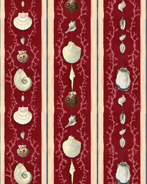 COQUILLAGE Samba Red Wallpaper (WP20573) by Mind The Gap | WP20573 | SUNDANCE VILLA | 3 rolls x 52x300 cm / 20.5x118.1 in | 0.52m / 20.5in | 3m / 118in | 4.65sqm / 50sq ft | 100cm / 39.3in | Blue, White, Red | Non-woven Textured | Paste the wall | 3-rolls in a box | Fabric Carolina | https://www.fabriccarolina.com/