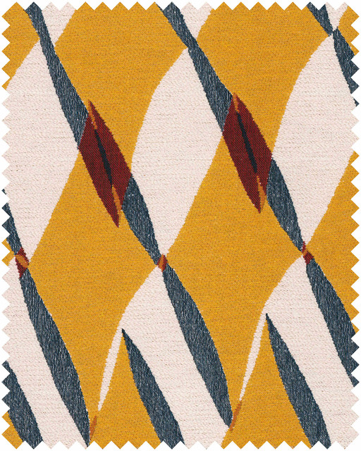 GLORIA Woven Fabric (FB00187) by Mind The Gap | FB00187 | TRANSYLVANIAN RHAPSODY | Blue, White, Yellow, Red | Meter | 140(±5%)x100 | (W)48 x (L)39cm / (W)18.8 x (L)15.3 in | Tumble Wash | Other Fibers, 82% Cotton, 10% Polyamide | Fabric Carolina | https://www.fabriccarolina.com/