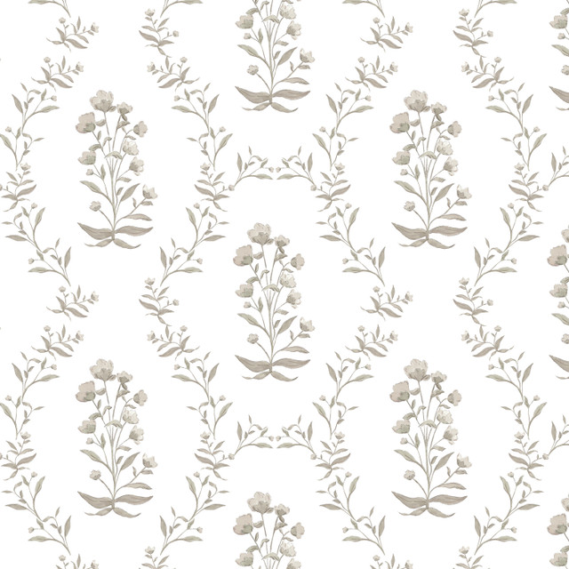 W7907 Perennials 1 Stone by Aoc Wallcovering