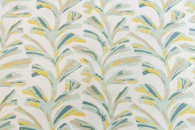 Palmer Mint Citrus by Roth & Tompkins Fabric - 50% Cotton, 35% Viscose, 15% Linen - India - 15,000 - V: 8.75  H: 13.5 - 54" - Fabric Carolina -