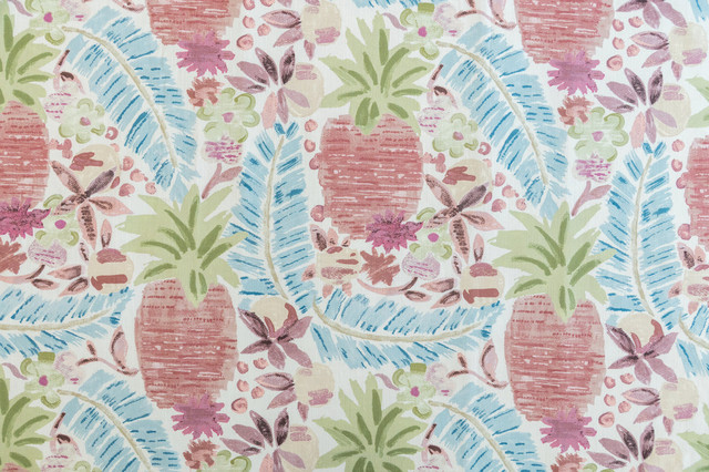 Pina Sangria by Roth & Tompkins Fabric - 50% Cotton, 35% Viscose, 15% Linen - India - 15,000 - V: 17.25"  H: 18" half drop - 54" - Fabric Carolina -