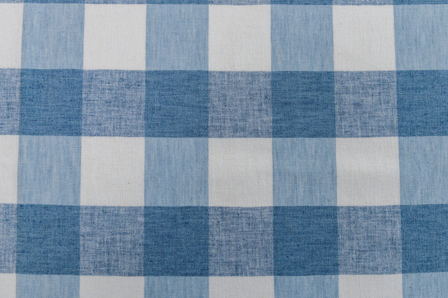 Vespa Check Lake by Roth & Tompkins Fabric - 40% Polyester, 35% Cotton, 25% Linen - India - 100,000 - V: 4"  H: 4" - 54" - Fabric Carolina -