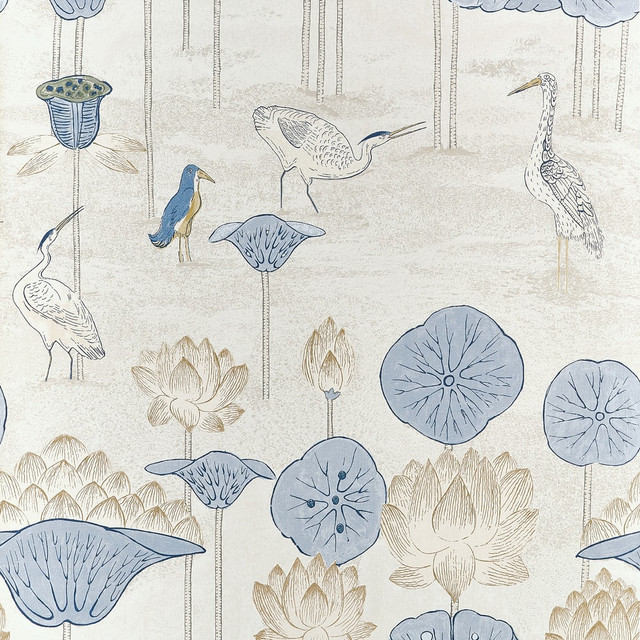 Malea Blue and Beige T14636 by Thibaut Wallpaper Thibaut Wallpaper Malea Blue and Beige T14636Wallpaper FAIRHAVEN Non Woven Repeat: H: , V: 34.75 27 - Fabric Carolina -