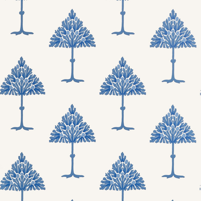 May Tree Blue and White T14616 by Thibaut Wallpaper Thibaut Wallpaper May Tree Blue and White T14616Wallpaper FAIRHAVEN Non Woven Repeat: H: , V: 12.75 27 - Fabric Carolina -