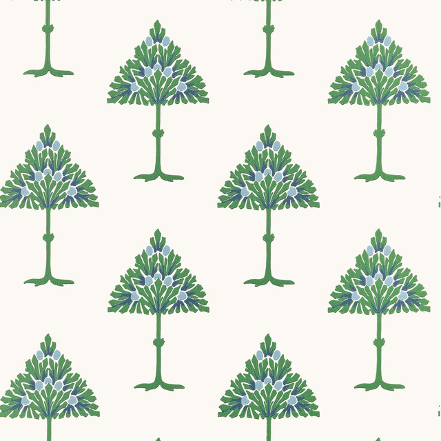 May Tree Blue and Green T14615 by Thibaut Wallpaper Thibaut Wallpaper May Tree Blue and Green T14615Wallpaper FAIRHAVEN Non Woven Repeat: H: , V: 12.75 27 - Fabric Carolina -
