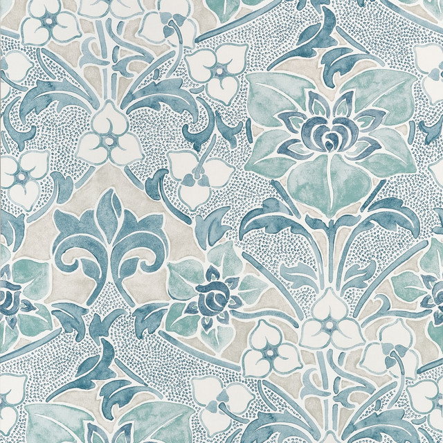Woodford Spa Blue T14604 by Thibaut Wallpaper Thibaut Wallpaper Woodford Spa Blue T14604Wallpaper FAIRHAVEN Non Woven Repeat: H: , V: 38 27 - Fabric Carolina -