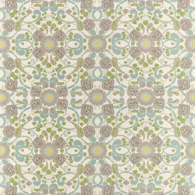 Margaux Beige and Yellow F914648 by Thibaut Fabric Thibaut Fabric Margaux Beige and Yellow F914648Fabric FAIRHAVEN FABRIC BOOK 100% Cotton Repeat: H: 27, V: 30 54 - Fabric Carolina -