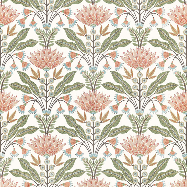 Lotus Apricot F914609 by Thibaut Fabric Thibaut Fabric Lotus Apricot F914609Fabric FAIRHAVEN FABRIC BOOK 52% Linen, 48% Cotton Repeat: H: 26.5, V: 25.5 54 - Fabric Carolina -