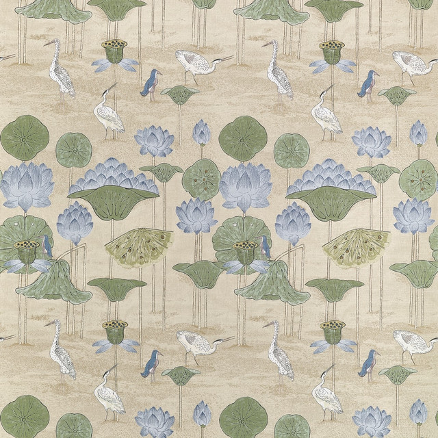 Malea Sage and Blue F914638 by Thibaut Fabric Thibaut Fabric Malea Sage and Blue F914638Fabric FAIRHAVEN FABRIC BOOK 100% Cotton Repeat: H: 27, V: 34.75 54 - Fabric Carolina -