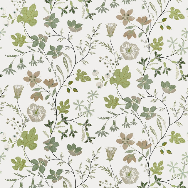 Bloom Sage F914625 by Thibaut Fabric Thibaut Fabric Bloom Sage F914625Fabric FAIRHAVEN FABRIC BOOK 100% Cotton Repeat: H: 54, V: 35.5 54 - Fabric Carolina -