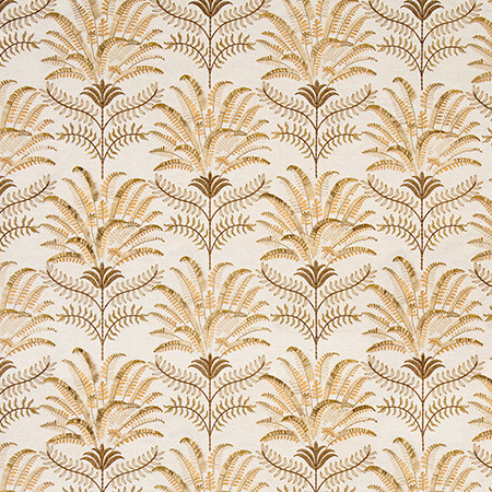 Beyond The Palms Golden Wheat 4005911001 by Carole Exclusive Designer Sunlit Serenity Base: 75% COTTON, 25% LINEN Embr: 100% VISCOSE INDIA 15" V , 17 3/8" H 51 1/2*" Carole Fabrics Fabric - Swanky Fabrics -
