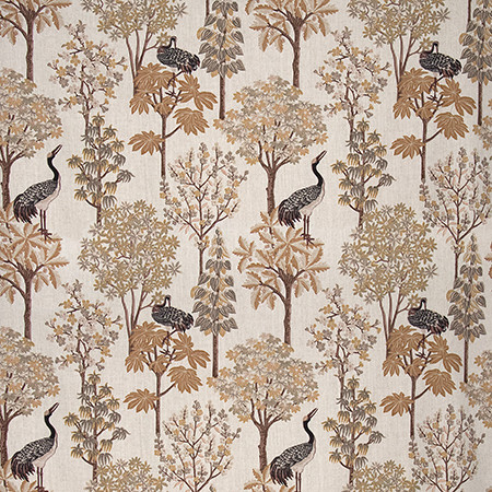 Bird Sighting Gold 1003711000 by Carole Exclusive Designer Sunlit Serenity 90% POLYESTER, 10% LINEN INDIA 26 3/8" V , 26 3/4" H 57" Carole Fabrics Fabric - Swanky Fabrics -