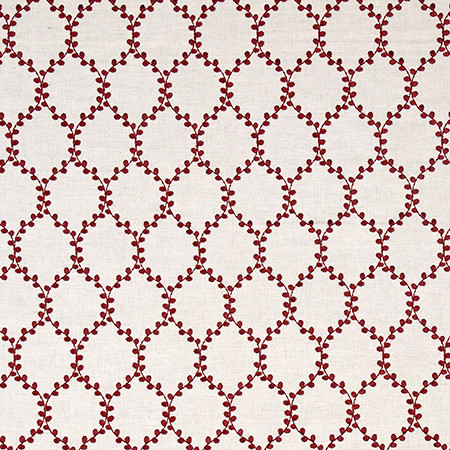 Out And About Burgundy 5256111001 by Carole Exclusive Designer La Petite Base: 59% COTTON, 41% LINEN Embr: 100% VISCOSE INDIA 5 1/2" V, 3" H 52*" Carole Fabrics Fabric - Swanky Fabrics -