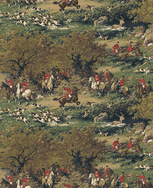 Taunton Hunt Scene Olive & Midnight HG14102 by Harry & Grace Peel and Stick Wallpaper Harry & Grace Peel and Stick Nonwoven United States 30.75 sq ft 20.5" Seabrook Peel and Stick Wallpaper - Fabric Carolina -