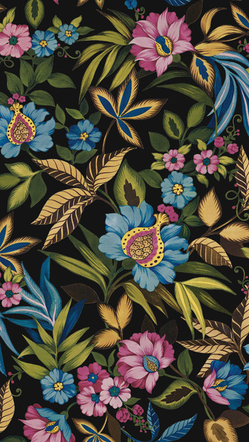 Raya Metallic Black Jewel AG61600 by Seabrook Designs Wallpaper Bali Tropical Mylar United States 60.75 sq ft 27" Seabrook Wallpaper - Fabric Carolina -