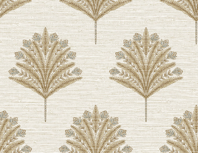 Harta Oyster AG61906 by Seabrook Designs Wallpaper Bali Tropical 20 oz. Type II Vinyl United States 60.75 sq ft 27" Seabrook Wallpaper - Fabric Carolina -