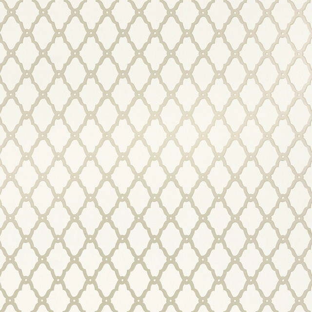 Rothbury Trellis Linen T1816 by Thibaut Wallpaper