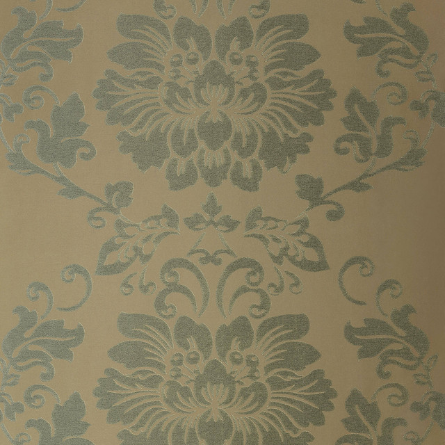 St. Germain Teal on Metallic Gold AT1462 by Anna French Wallpaper