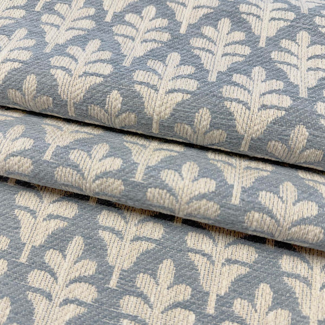 Odette Bluebird by Magnolia Designer Fabric Required Minimum Quantity Purchase: 2 yards Content: 66% POLYESTER, 34% COTTON Origin: INDIA Performance: 50,000 WYZ Repeat: Horizontal: 1.75 and Vertical: 2.5 Width: 55 Uses: Bedding, Multipurpose, Upholstery