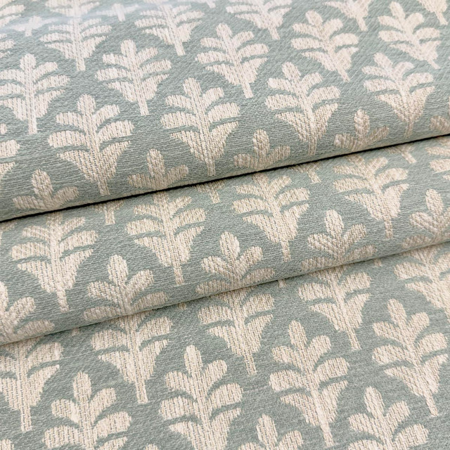 Odette Lagoon by Magnolia Designer Fabric Required Minimum Quantity Purchase: 2 yards Content: 66% POLYESTER, 34% COTTON Origin: INDIA Performance: 50,000 WYZ Repeat: Horizontal: 1.75 and Vertical: 2.5 Width: 55 Uses: Bedding, Multipurpose, Upholstery