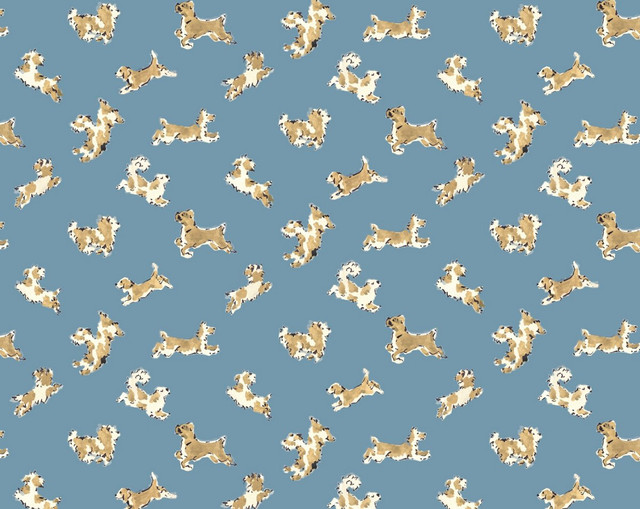 Fete De Chien Denim And Tan SCWP88183D0001 by Scalamandre Wallpaper